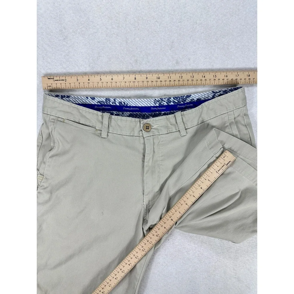 Tommy Bahama Mens Khaki Flat Front Cotton Stretch Shorts Size 36 Tan Casual